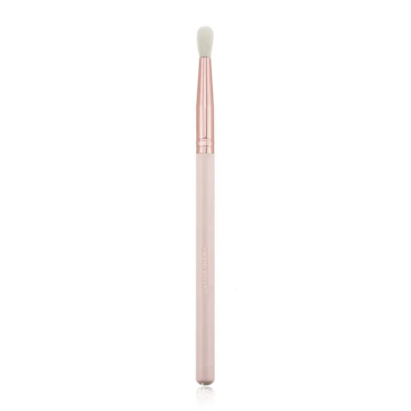 26-piece pink makeup brush set with wooden handles in PU storage case