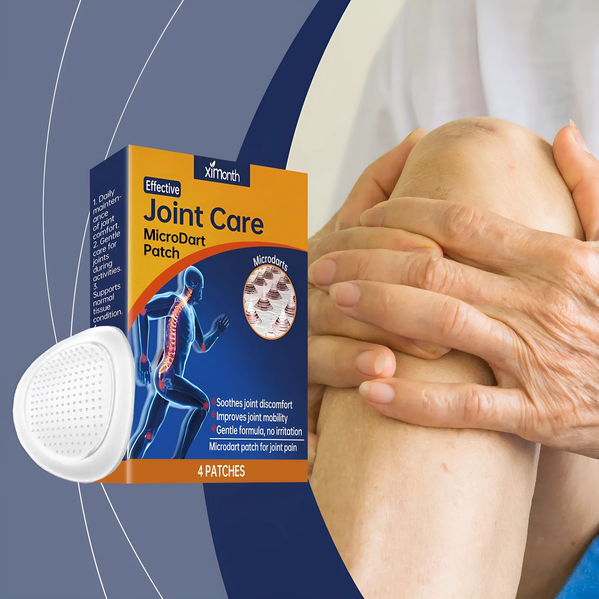 Joint microneedle adhesive patch with moxa leaf, ginger root and bee venom extracts
