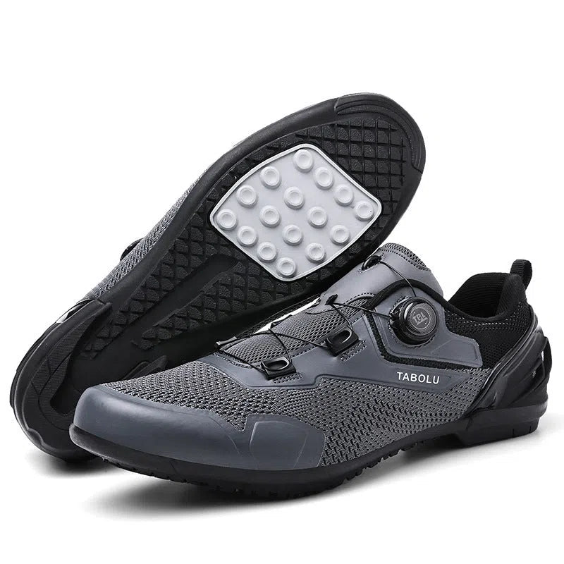 Men's breathable lightweight road cycling shoes in grey, black, red, sizes 36 to 47