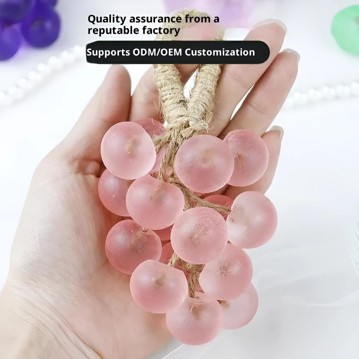 Handmade grape soap with brown cotton string, 25g net content, peach or deep purple gift box option