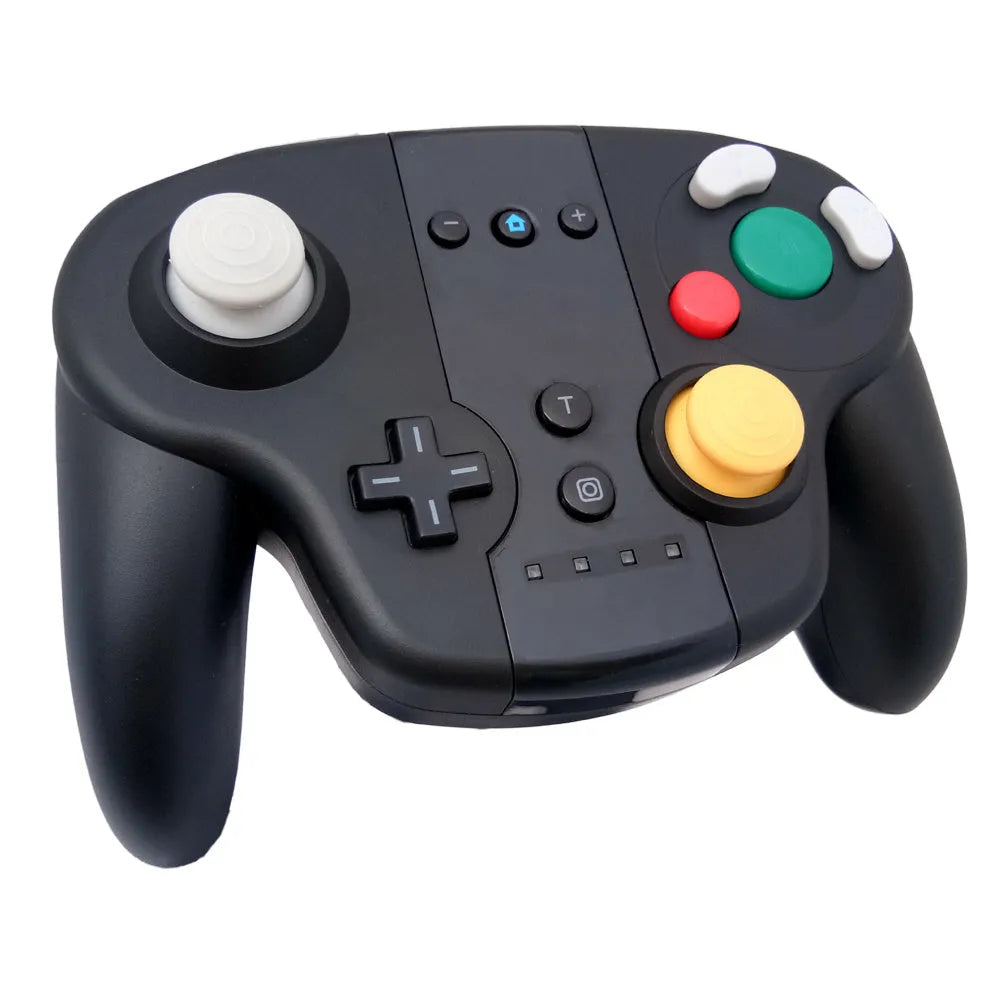 Black wireless Bluetooth gamepad with analogue sticks, D-pad, and face buttons for Nintendo Switch and PC.