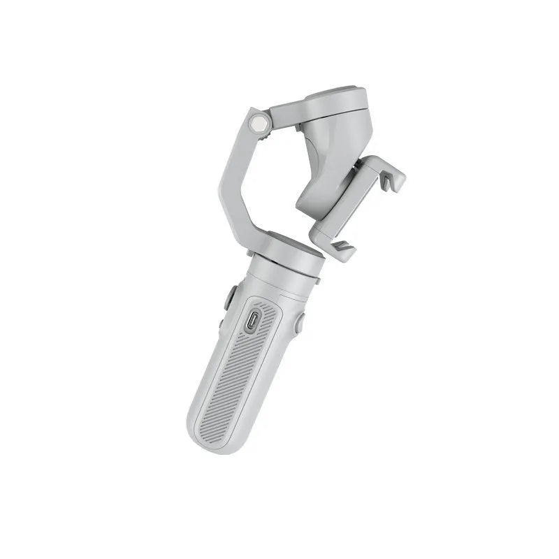 Handheld three-axis Bluetooth phone stabiliser with foldable ABS glass fibre body and tripod