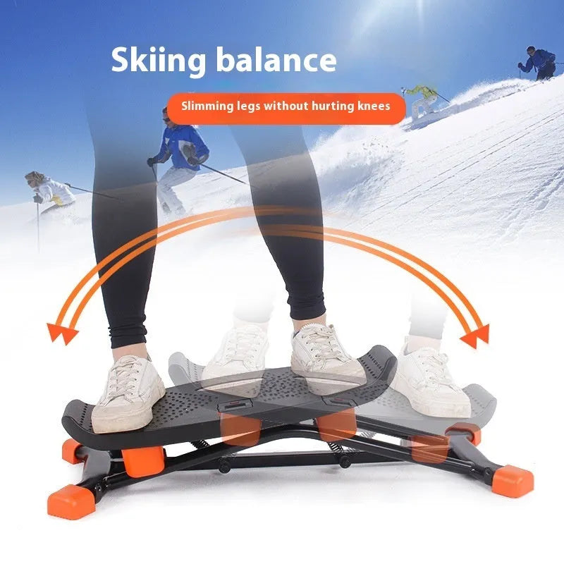 JS101A mini fitness skiing machine compact home exercise equipment with elastic hand straps