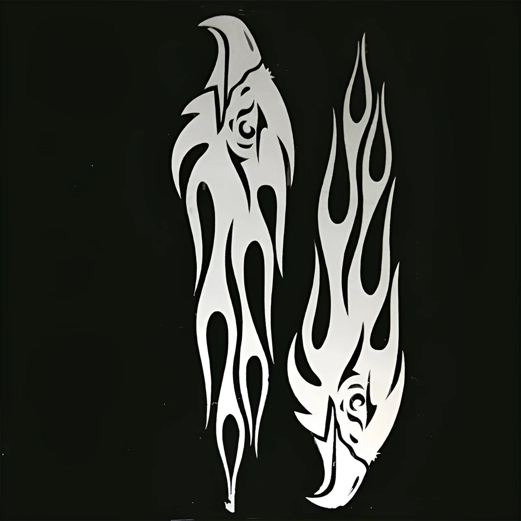 Reflective car sticker with eagle flame design in black colour, PET material, 20x4.7cm
