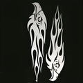 Reflective car sticker with eagle flame design in black colour, PET material, 20x4.7cm