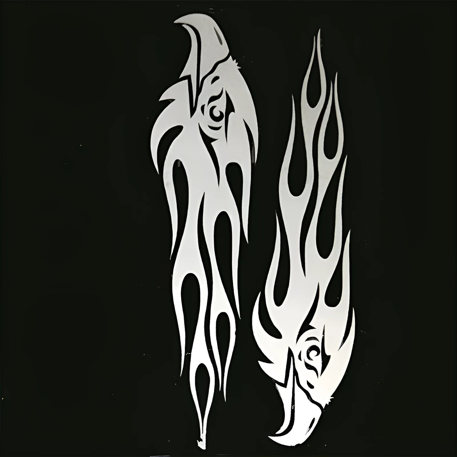 Reflective car sticker with eagle flame design in black colour, PET material, 20x4.7cm