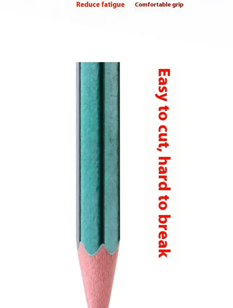 Green hexagonal wooden pencils in a box, HB and 2B grades for sketching and writing