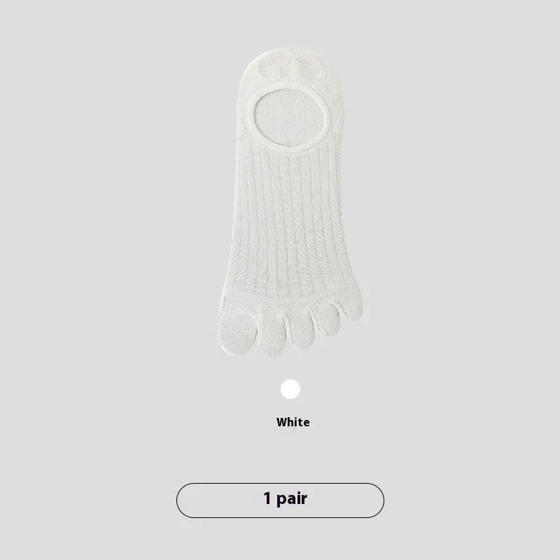 Men's five-finger invisible socks in modal fabric showing boneless construction and colour options