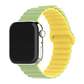 Two-colour silicone magnetic watch band for Apple Watch, sizes 38-49mm, shown in black with orange.