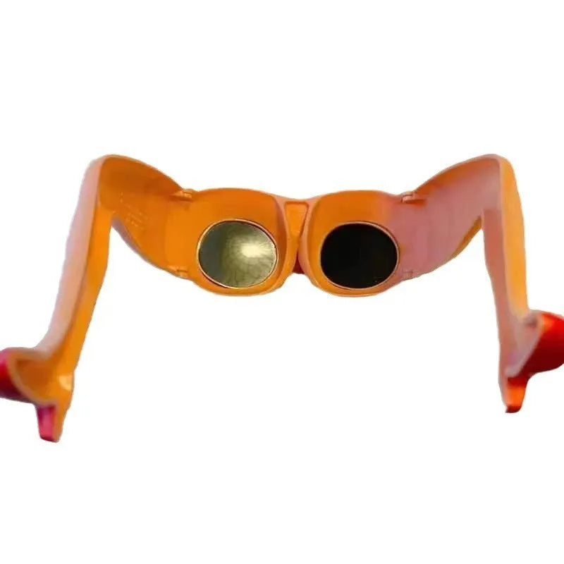 Oversized orange plastic leg hip sunglasses with a novelty personality style design.