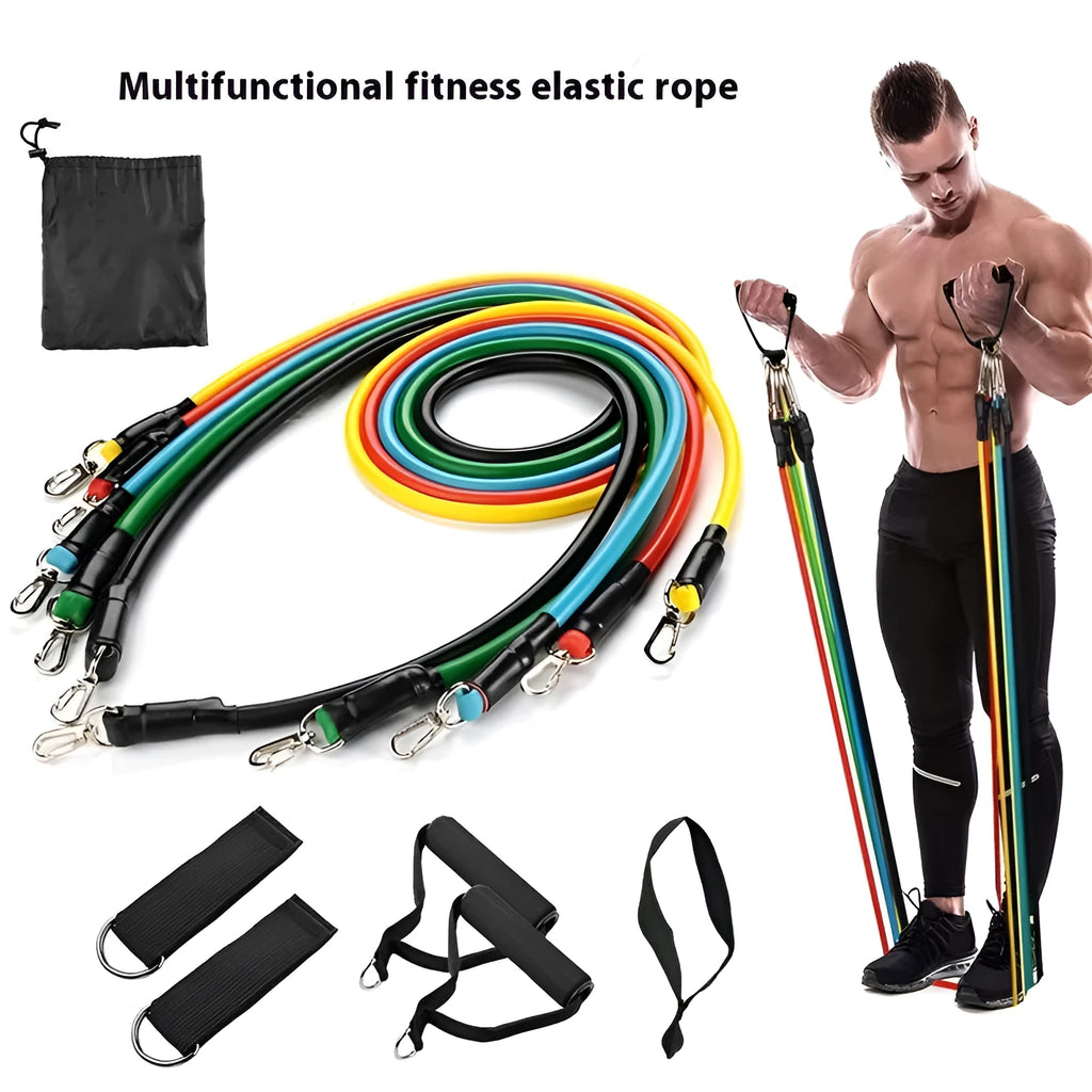Multi-functional door sports 11-piece set with a combination pulling rope for home fitness training.