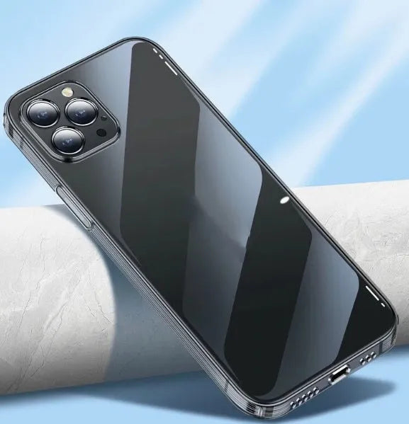 Customised transparent acrylic phone case for couples on an iPhone