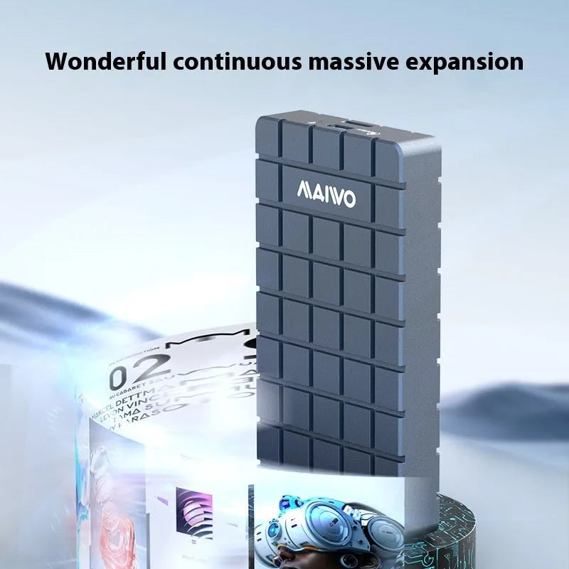 USB4 hard disk enclosure aluminium case measuring 50mm by 118mm with solid state drive compatibility