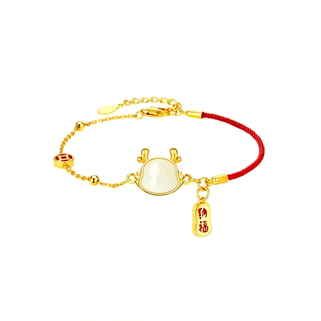 Women's silver-plated Dragon Zodiac bracelet with New Chinese style design and electroplated finish