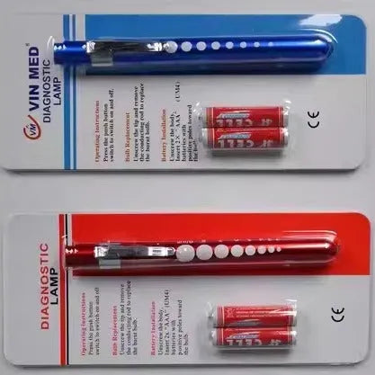 LED pupil pen light with ultra-thin aluminium alloy body, shown for doctor observation and dental use