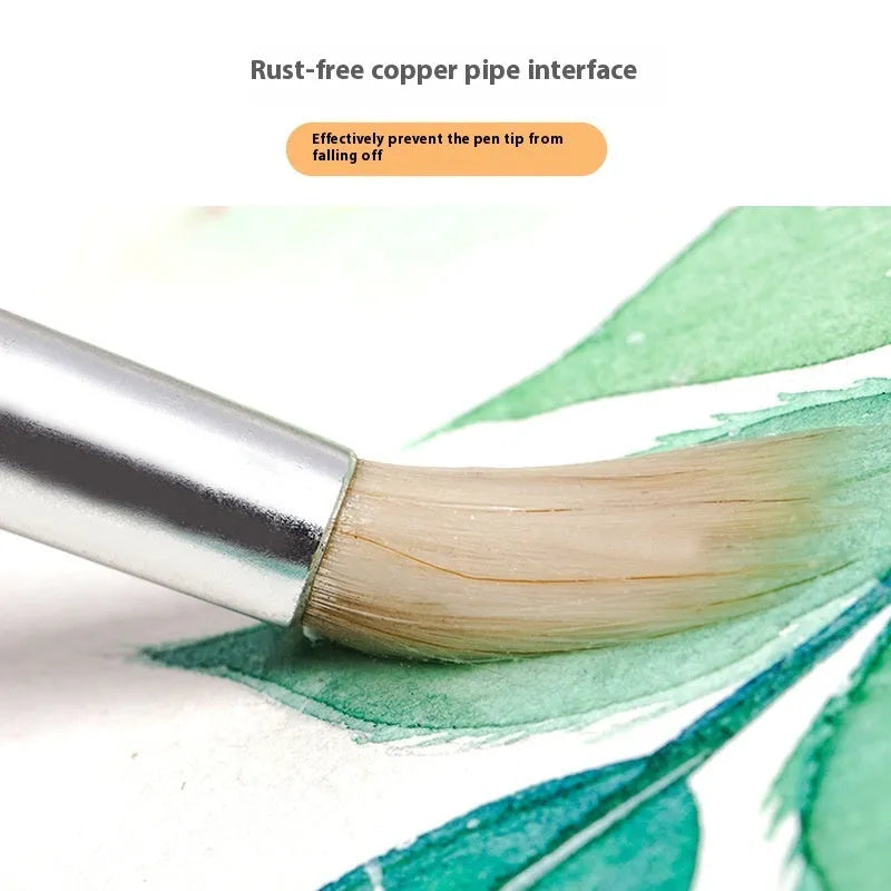 Set of six wooden pen brushes with pointed wool hook lines for calligraphy and art