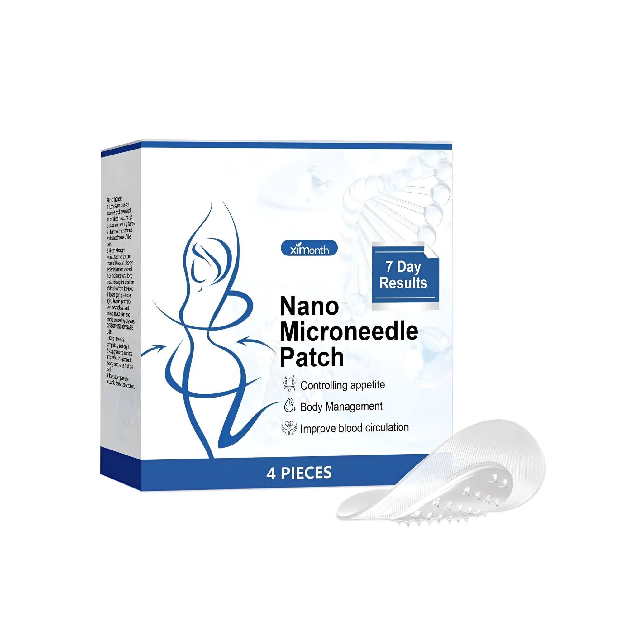 Four nano microneedle patches for body shaping containing cinnamon, ginger and mugwort extracts.