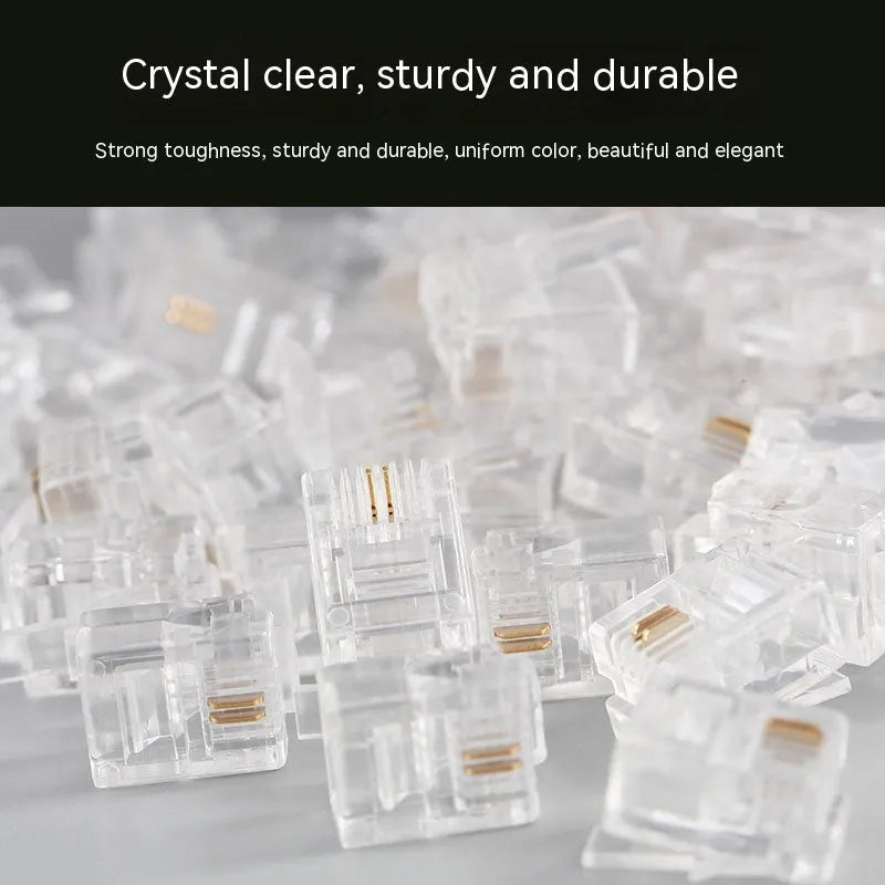 White Cat 6 RJ45 crystal head 100-piece can with gold-plated contacts and shielded jack options