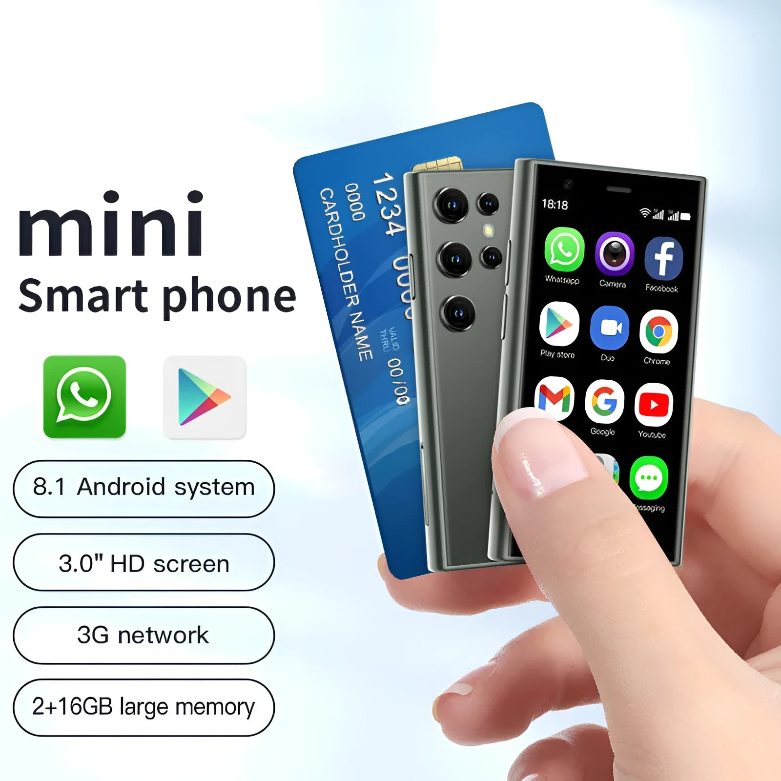 S23PRO & XS15 mini smartphone in black, green, or pink purple with straight plate design