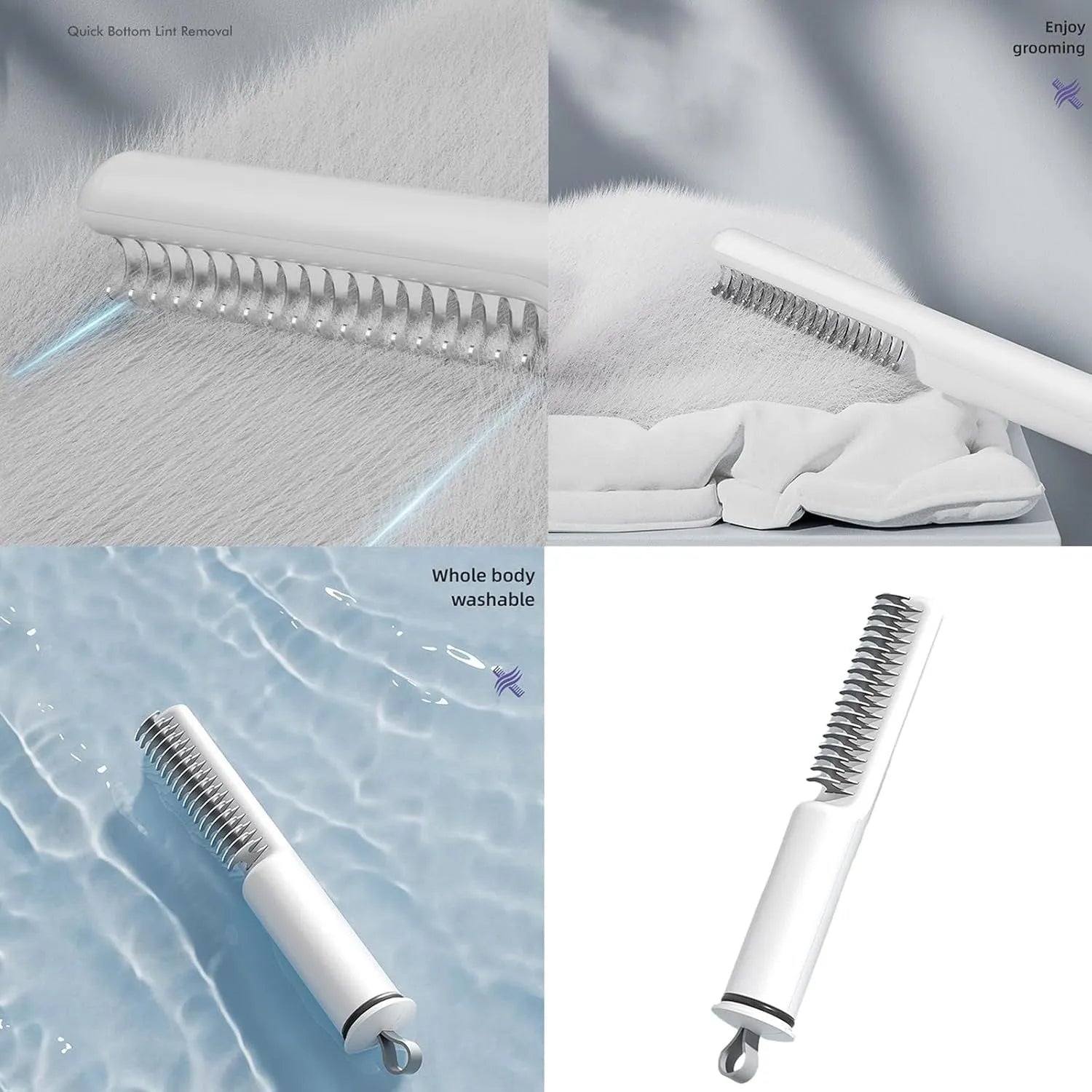 Pink and white stainless steel dog dematting comb with 18.8 cm handle for removing hair knots.