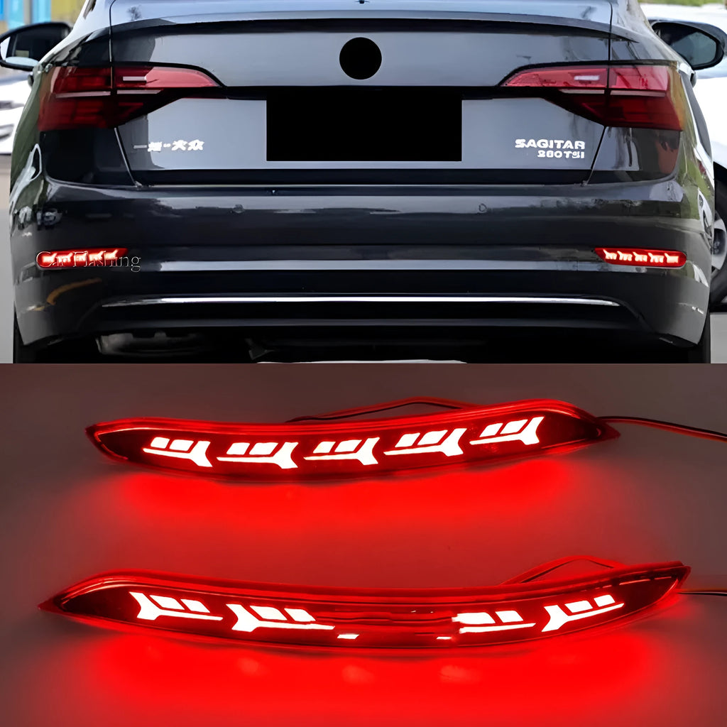 Volkswagen Sagitar rear bumper LED light with animated water flow brake light pattern.
