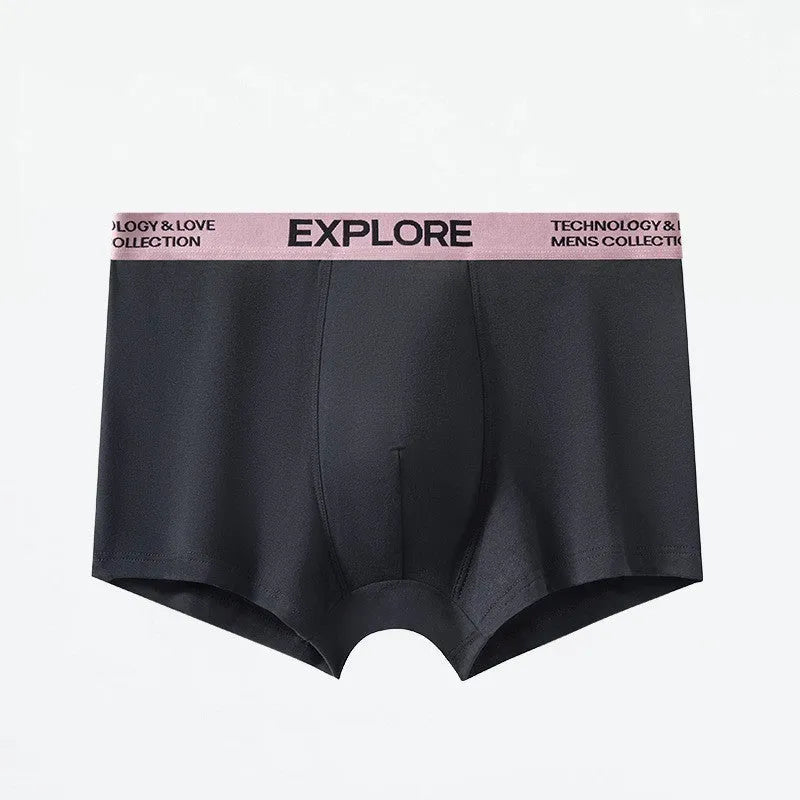 Men's cotton mid waist underwear in a two-tone colour on a grey background.
