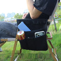 Canvas multifunctional storage bag for outdoor camping, side hanging, armrest design, available in black