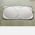 Silver tape car sunshade measuring 190x90cm folded with cloth storage bag