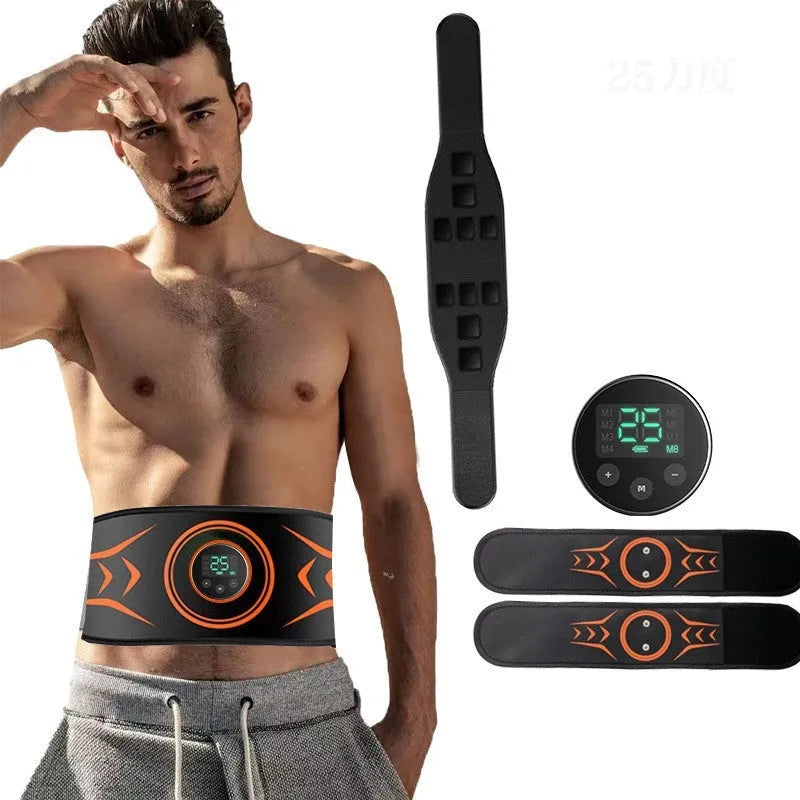EMS electrical muscle stimulation massage belt with abdominal stickers and extension strap