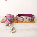 Mint zigezi coloured polyester dog collar and matching traction rope leash laid flat.