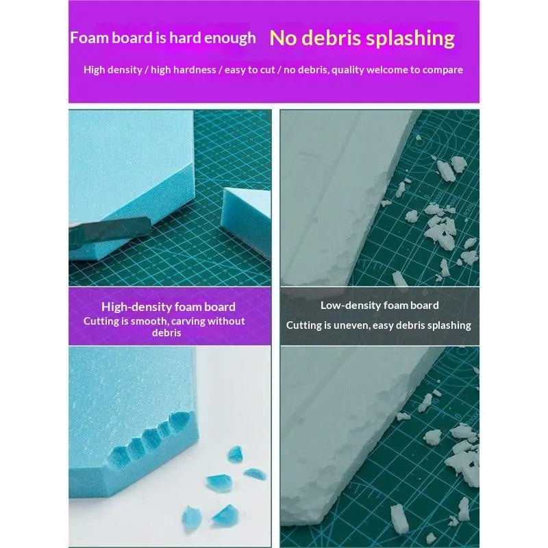 Blue high-density foam board for carving and model making, 2cm thick sheets in multiple sizes