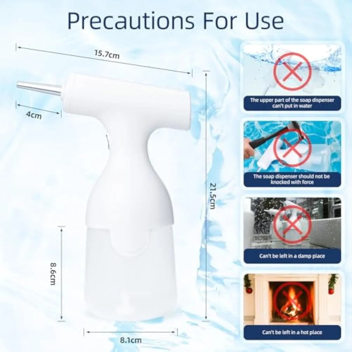 White electric foam soap dispenser with two nozzles and USB charging cable