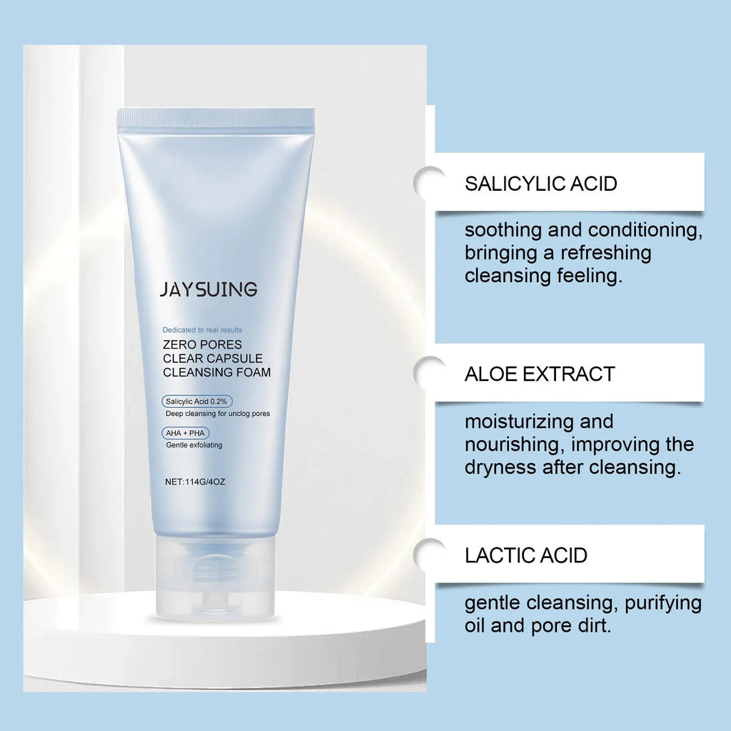 Salicylate cleansing facial cleanser bottle, 114g capacity, for delicate pores.