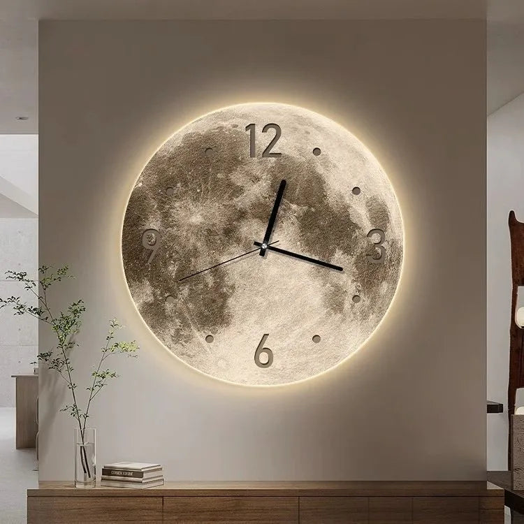 Wall clock with optional LED light in 30cm, 40cm or 50cm diameter for living room or bedroom