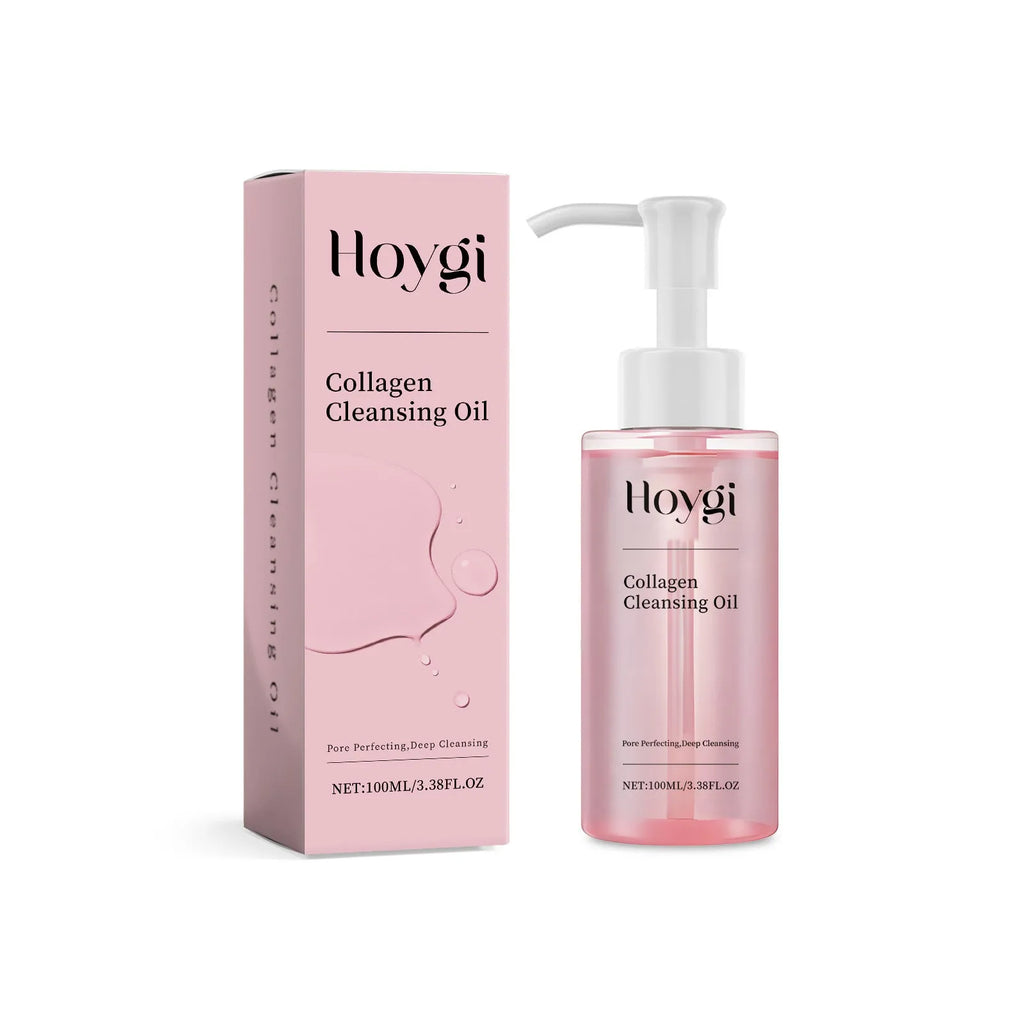 Collagen cleansing oil bottle 100ml with jojoba and grape seed oils as makeup remover