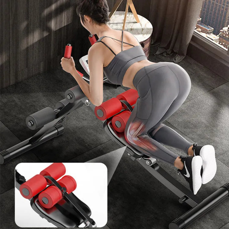 Home female belly training waist-shaping machine with metal frame, black ribbon drawstring, 113x30x70cm
