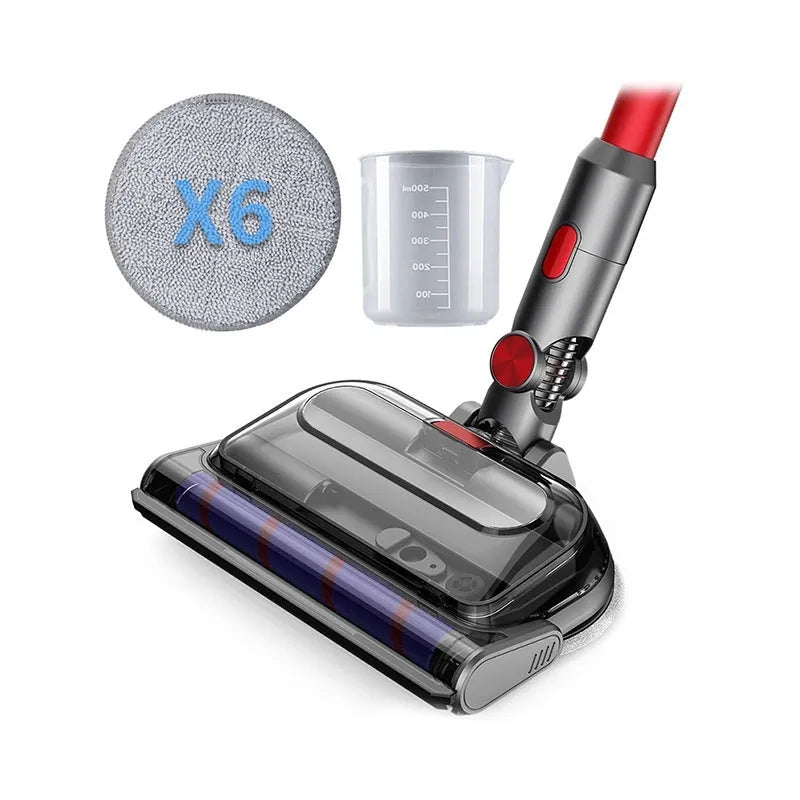 Electric mop head vacuum accessory with three-in-one dust collection, washing, waxing functions