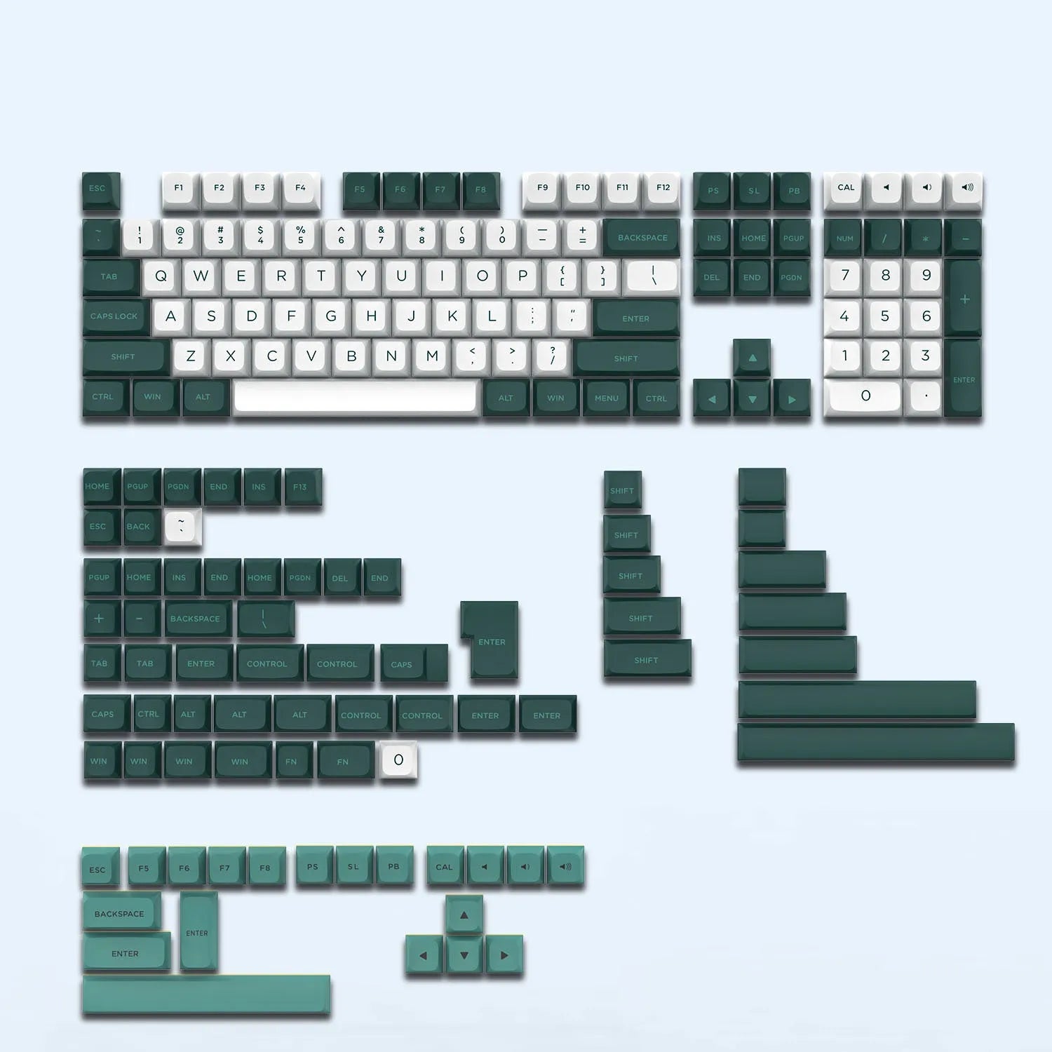 189-key PBT keycap set in Klein Blue, compatible with MX mechanical switches, featuring secondary forming legends