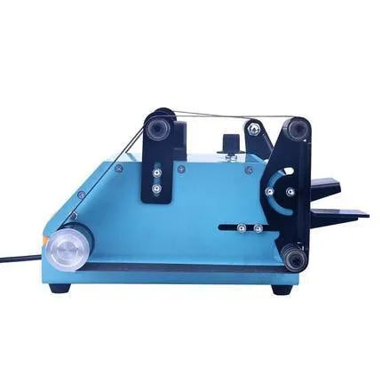 Blue desktop dual-axis belt sander for sharpening knives and tools with variable speed control.