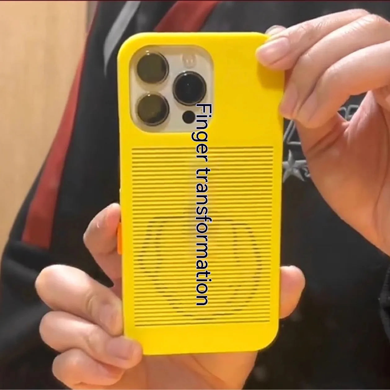 Frosted hard phone case for iPhone with international gesture print and yellow accent