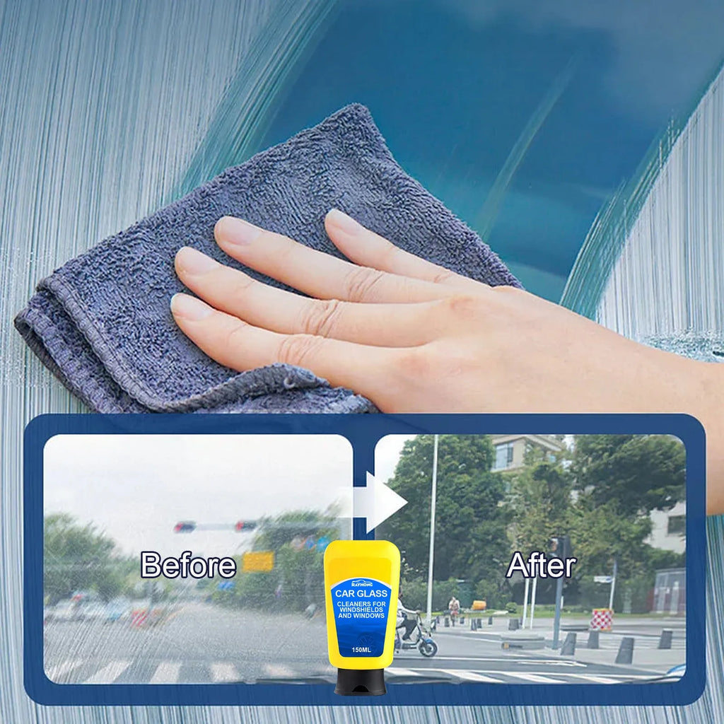 150ml windscreen cleaner kit with spray bottle, sponge, and microfibre cloth for automotive glass cleaning