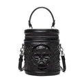 Mens structured PU leather messenger bag in shell shape with 3D pockets, shown in a dark colour.