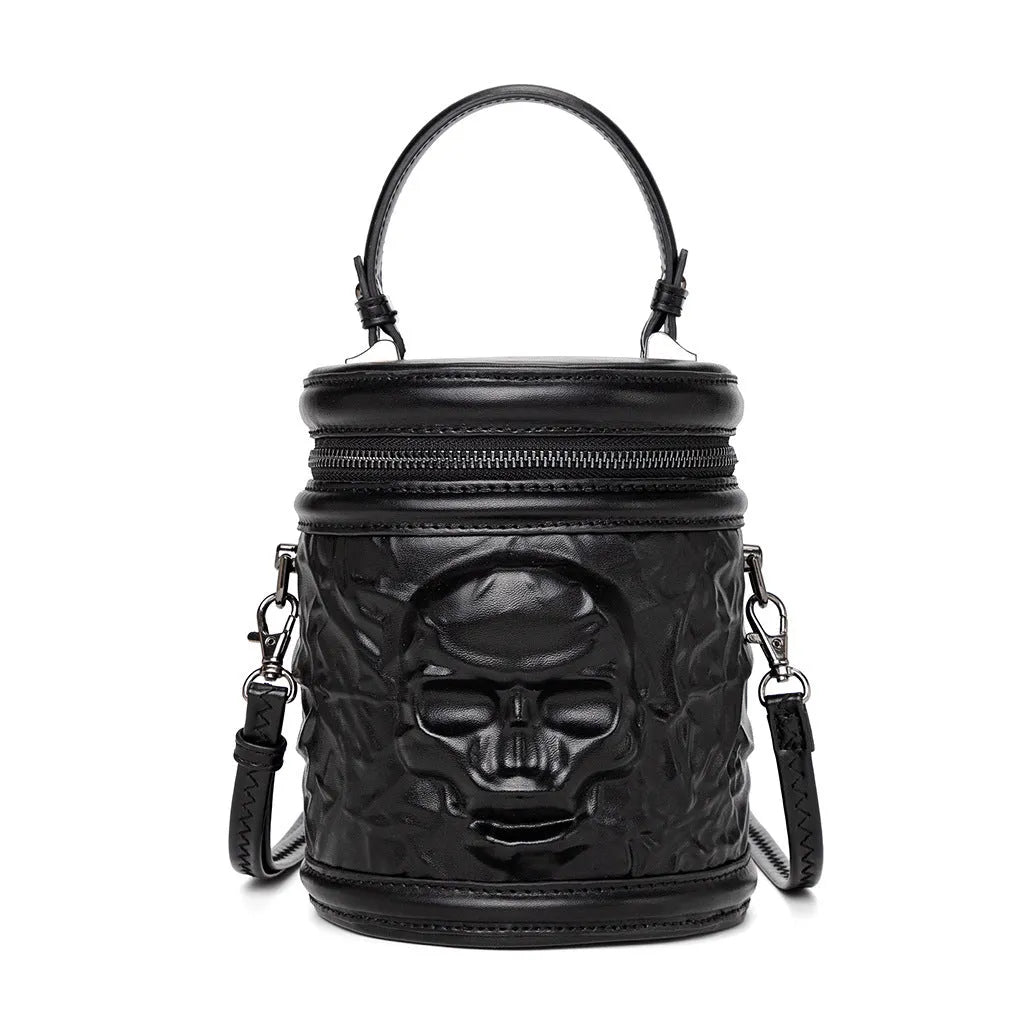 Mens structured PU leather messenger bag in shell shape with 3D pockets, shown in a dark colour.