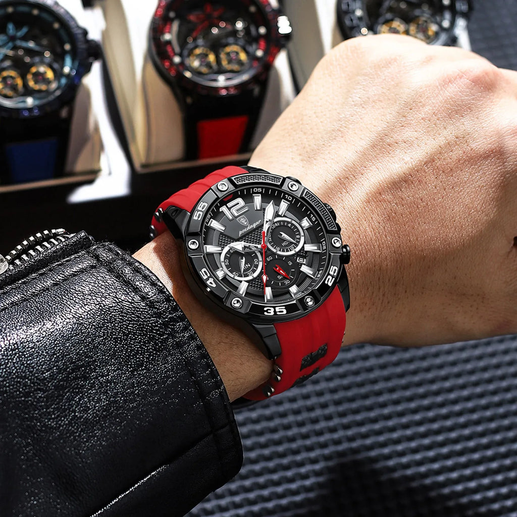 Men's quartz watch with silicone band and 8mm slim case in casual style