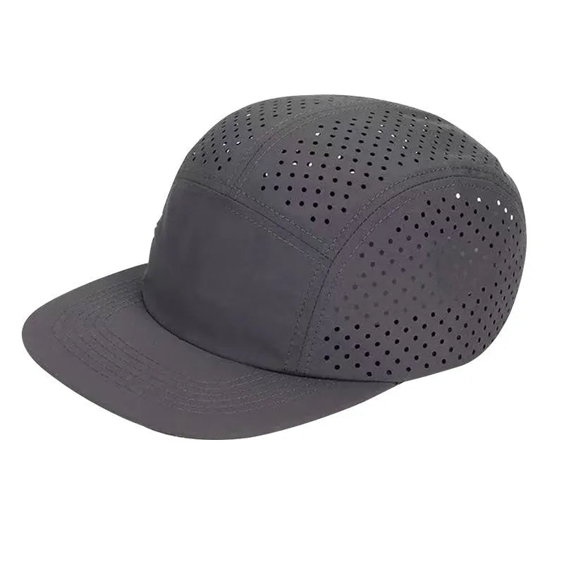 Beige style 1 polyester dome cap with hollow-out sun protection design for outdoor sports