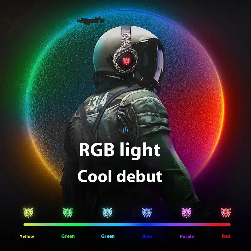 Camouflage Gray wired RGB gaming headset with head-mounted design and 3.5mm plug