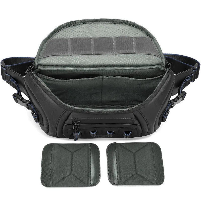 Black waterproof oxford cloth DSLR camera shoulder bag with chest carry strap