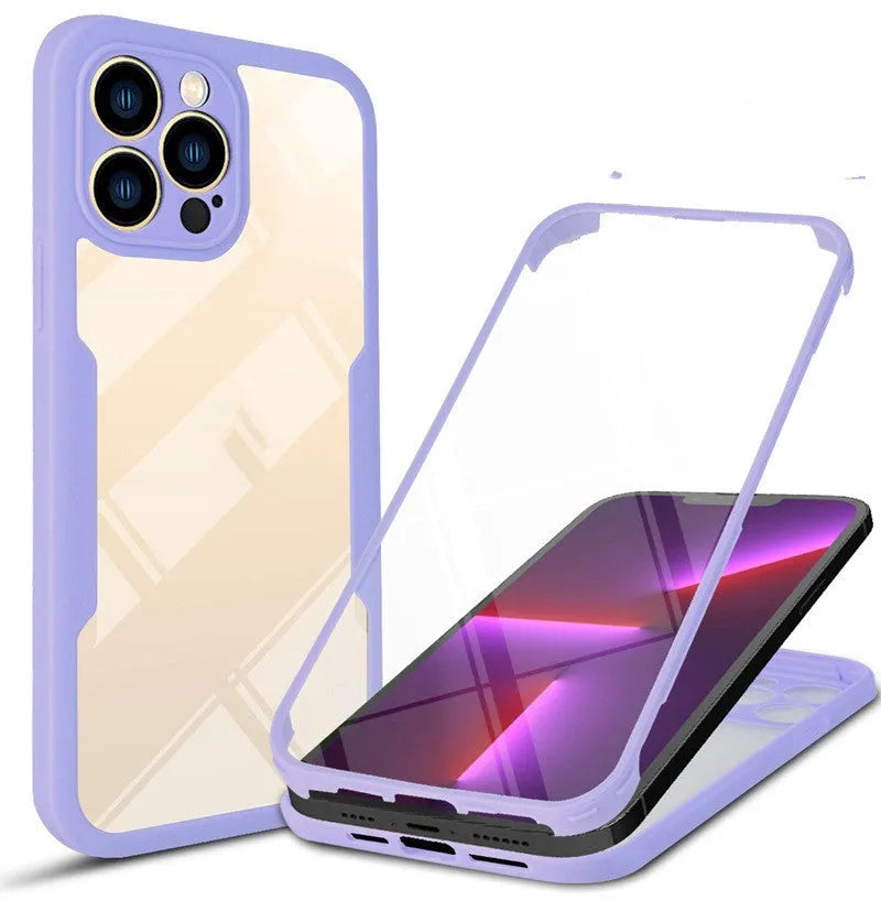 360 Qicai translucent TPU protective phone case covering front edges and back of iPhone