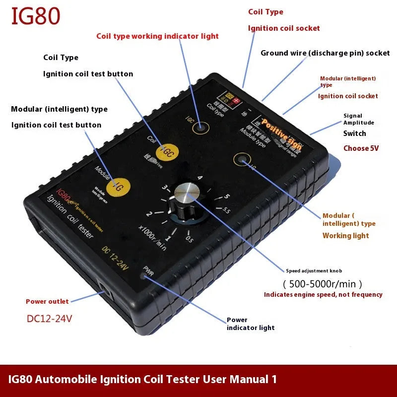 IG80 automobile ignition coil detector for gasoline and natural gas vehicles