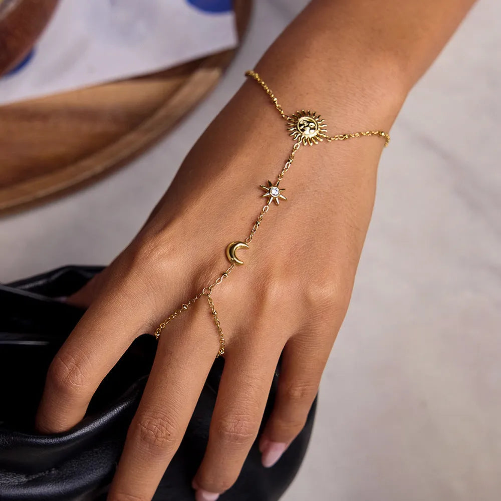Stainless steel sun mitten-type bracelet women's geometric European American style JDB0306007